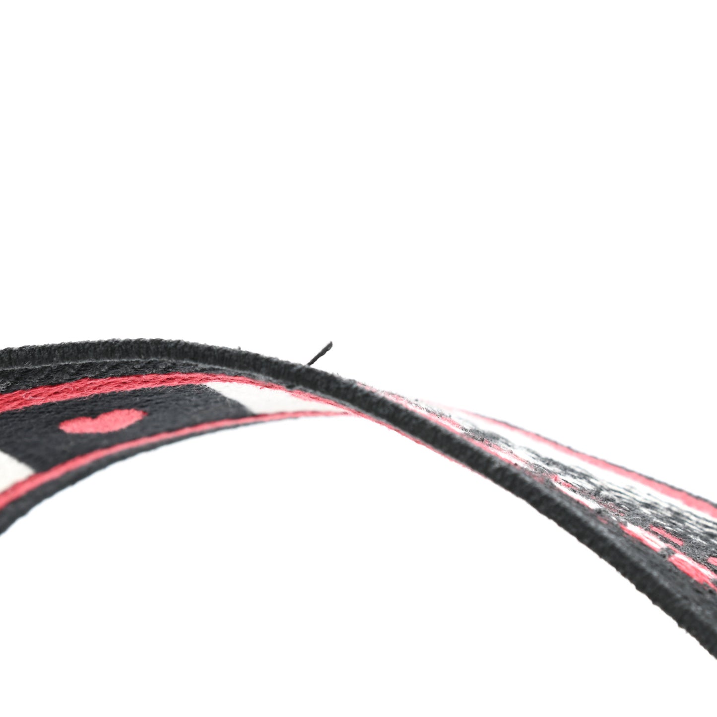 Canvas Embroidered Dioramour Shoulder Strap Black Red White