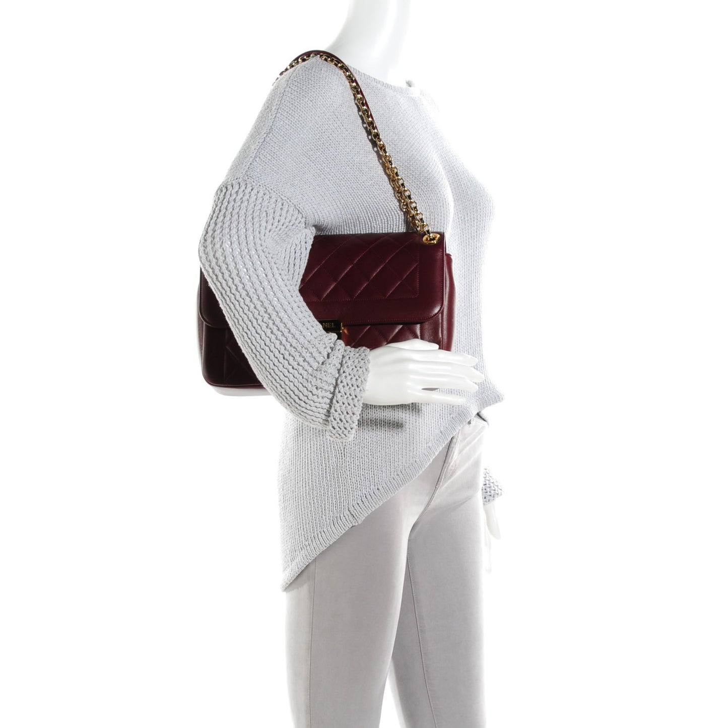 Lambskin Quilted Large Chic With Me Flap Rouge Fonce
