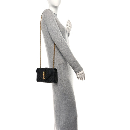 Saint Laurent Grain De Poudre Textured Mixed Matelasse Triquilt Small Monogram Satchel Black 3 of 10