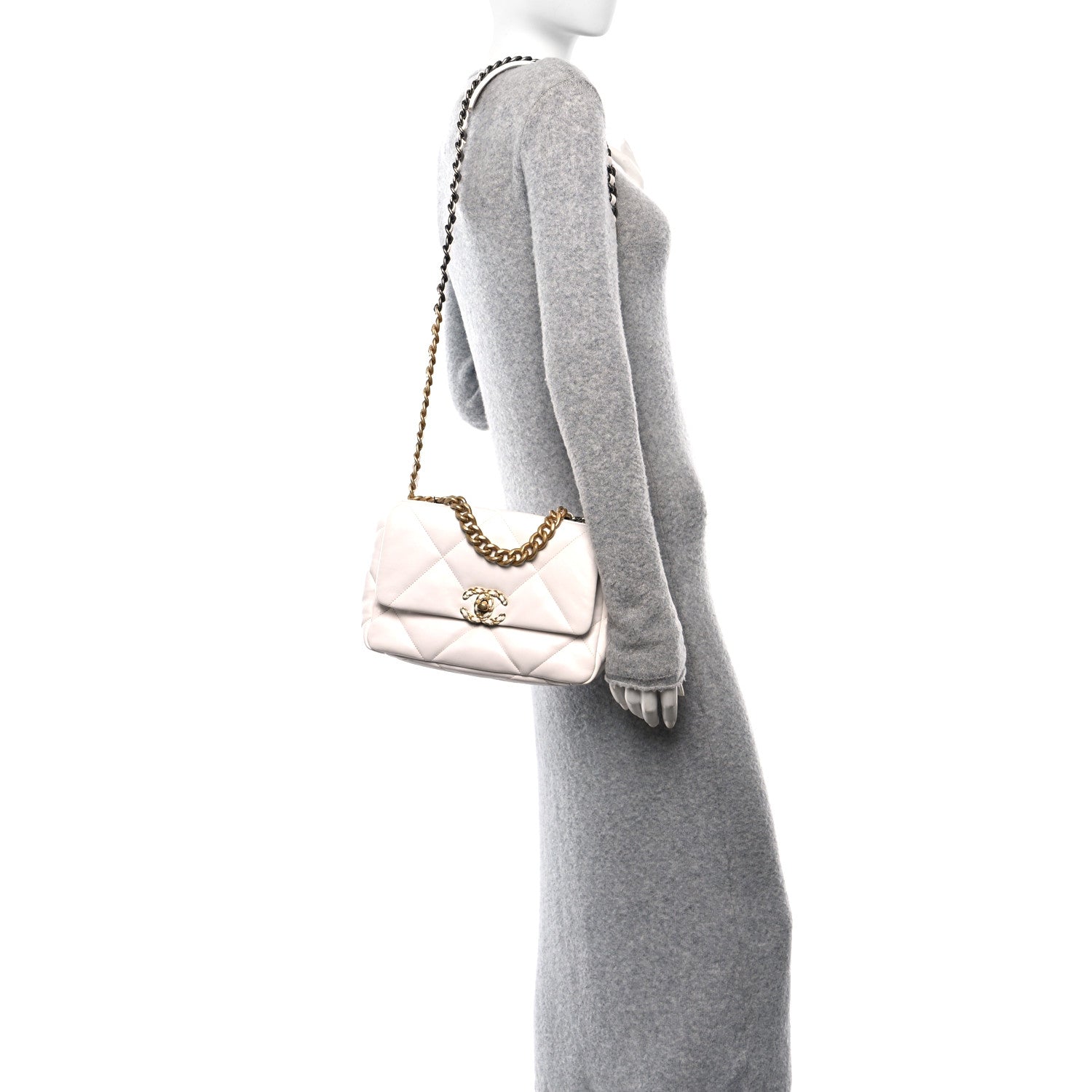 Chanel Lambskin Quilted Medium Chanel 19 Flap White 2 of 11