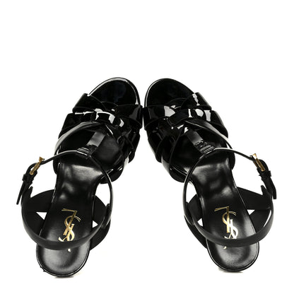 Saint Laurent Patent Tribute 75 Platform Sandals 38.5 Black 2 of 10