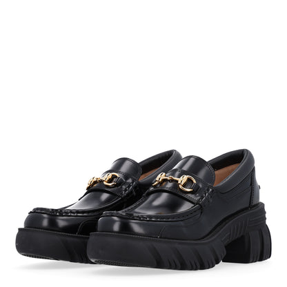 Gucci Magnum Calfskin Nappa Samoa Womens Horsebit Platform Chunky Lug Sole 40mm Loafers 37 Black 4 of 10