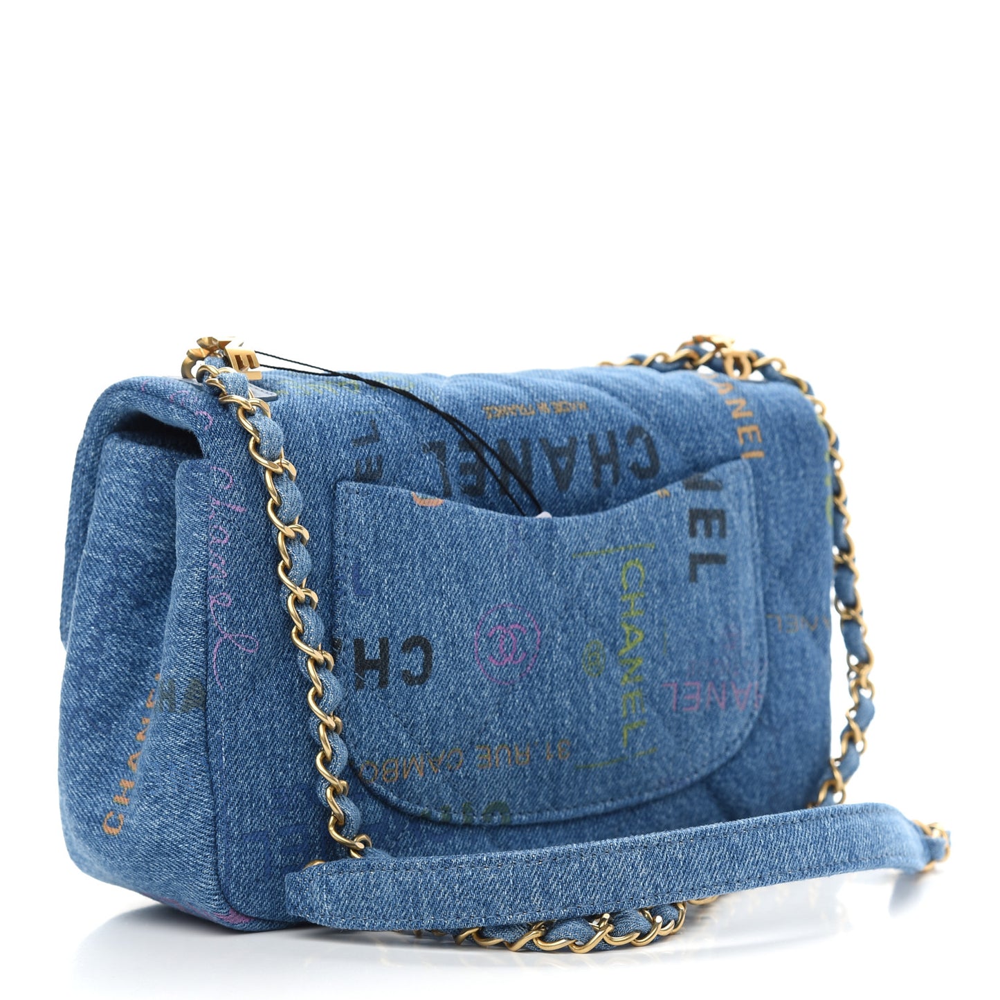 Denim Quilted Mini Denim Mood Rectangular Flap Blue Multicolor