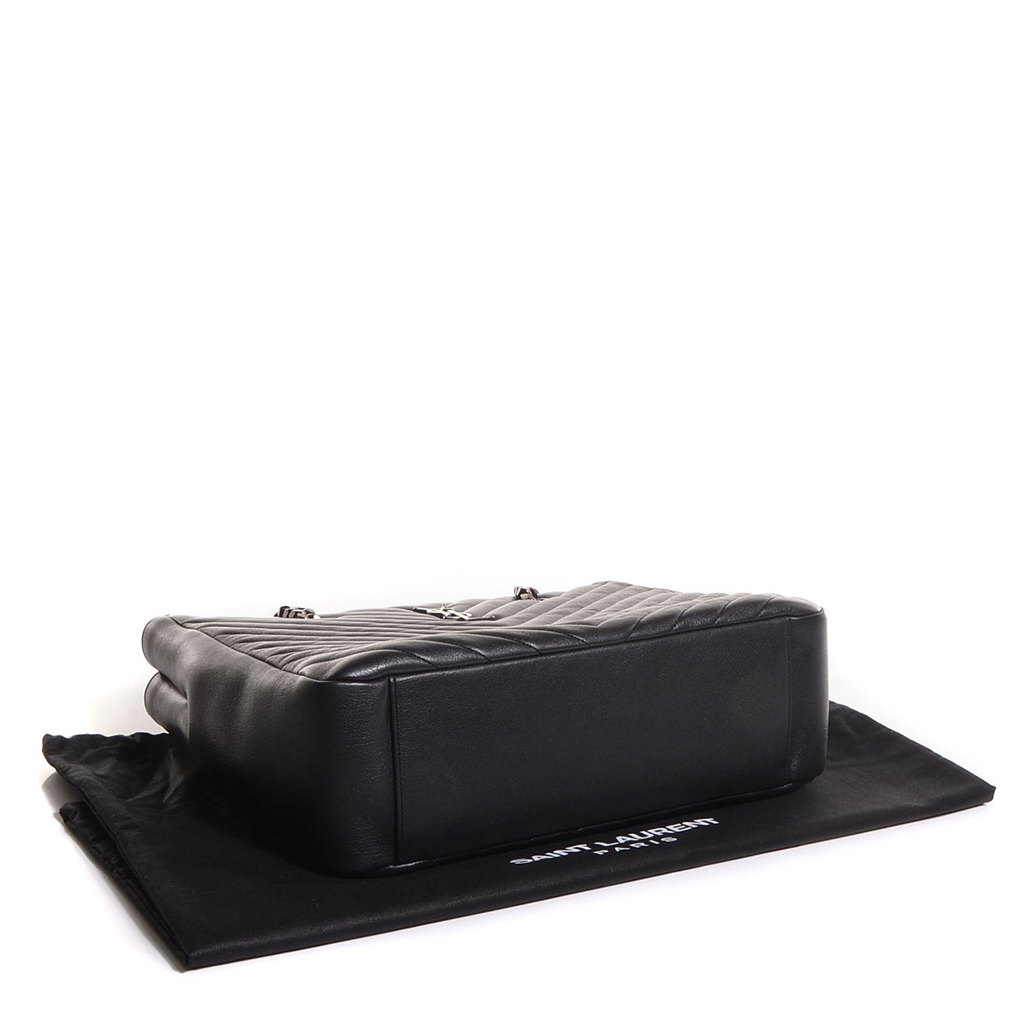 Saint Laurent Matelasse Chevron Large Monogram Shopper Black 4 of 9