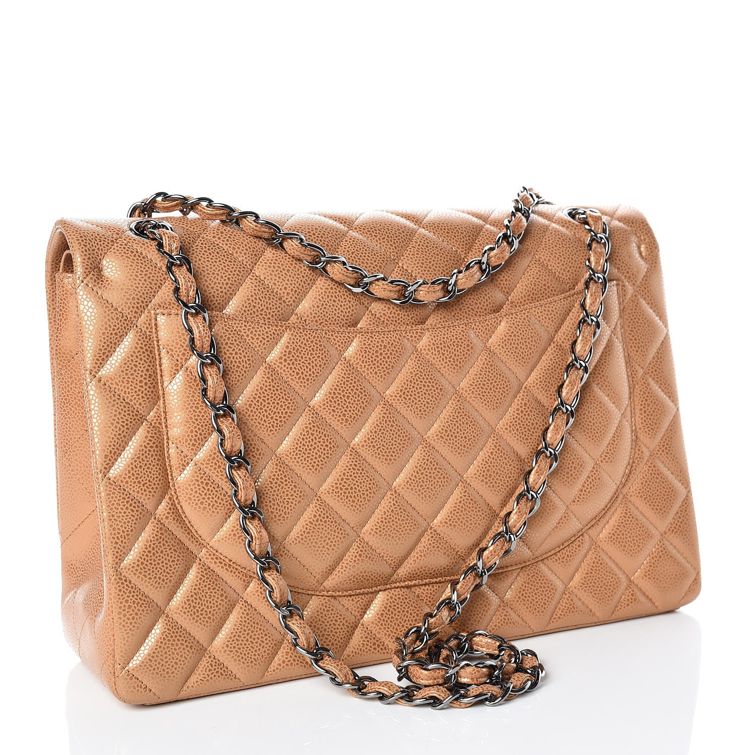 Chanel Metallic Soft Caviar Quilted Maxi Double Flap Copper 3 of 10