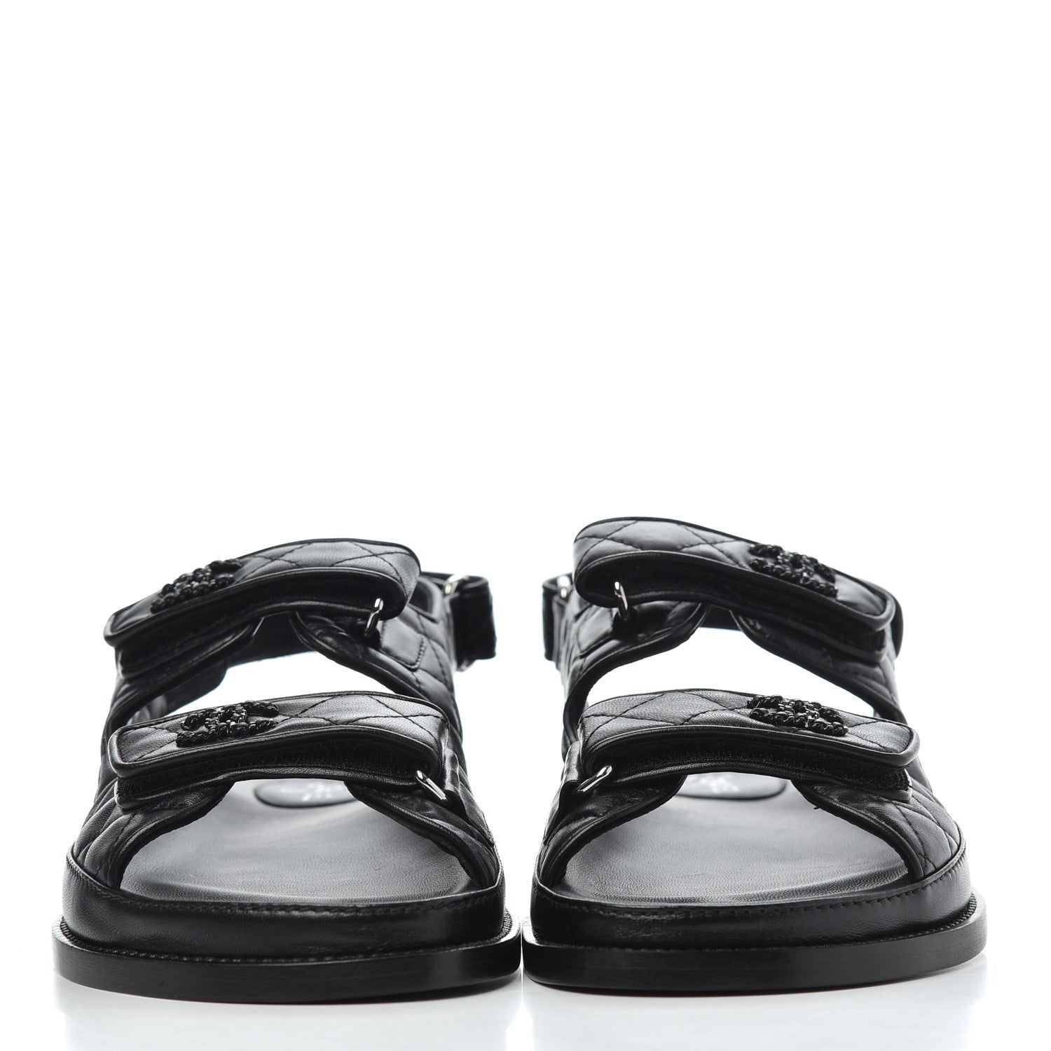Chanel Lambskin Velcro Dad Sandals 39 Black 2 of 9