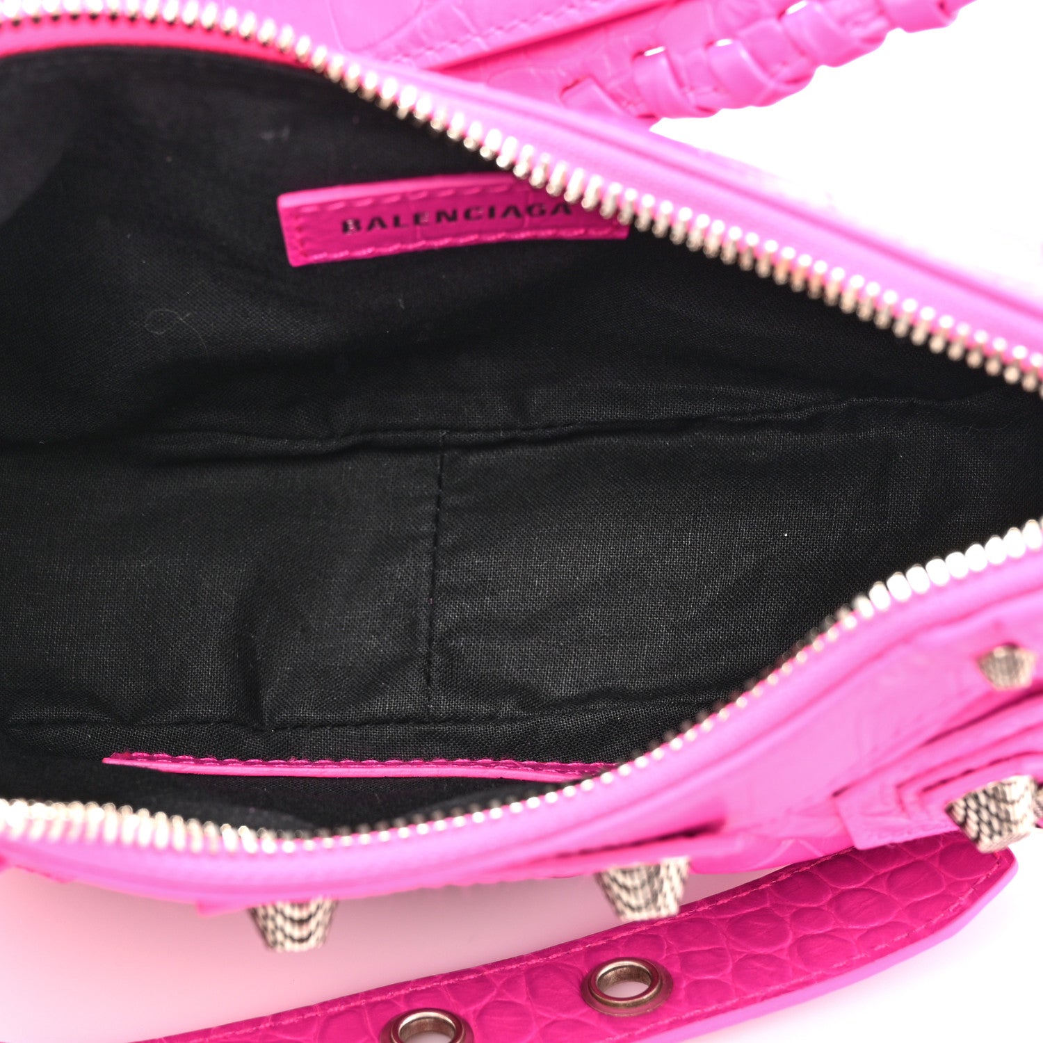Balenciaga Extra Supple Calfskin Crocodile Embossed XS Le Cagole Shoulder Bag Lipstick Pink 5 of 11