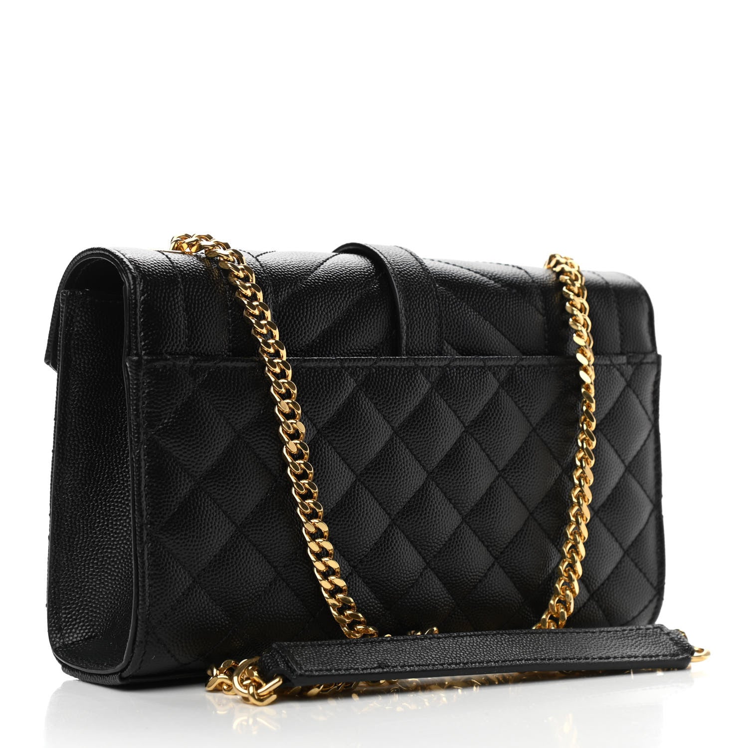 Saint Laurent Grain De Poudre Textured Mixed Matelasse Triquilt Small Monogram Satchel Black 3 of 9