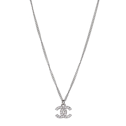 Chanel Crystal CC Necklace Silver 1 of 5