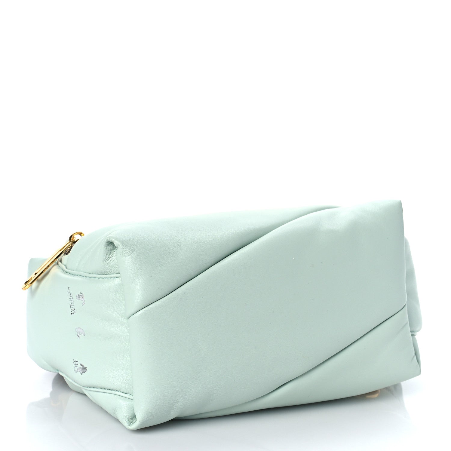 Off-White Calfskin Puffy Pump Pouch Crossbody Bag Green 4 of 9