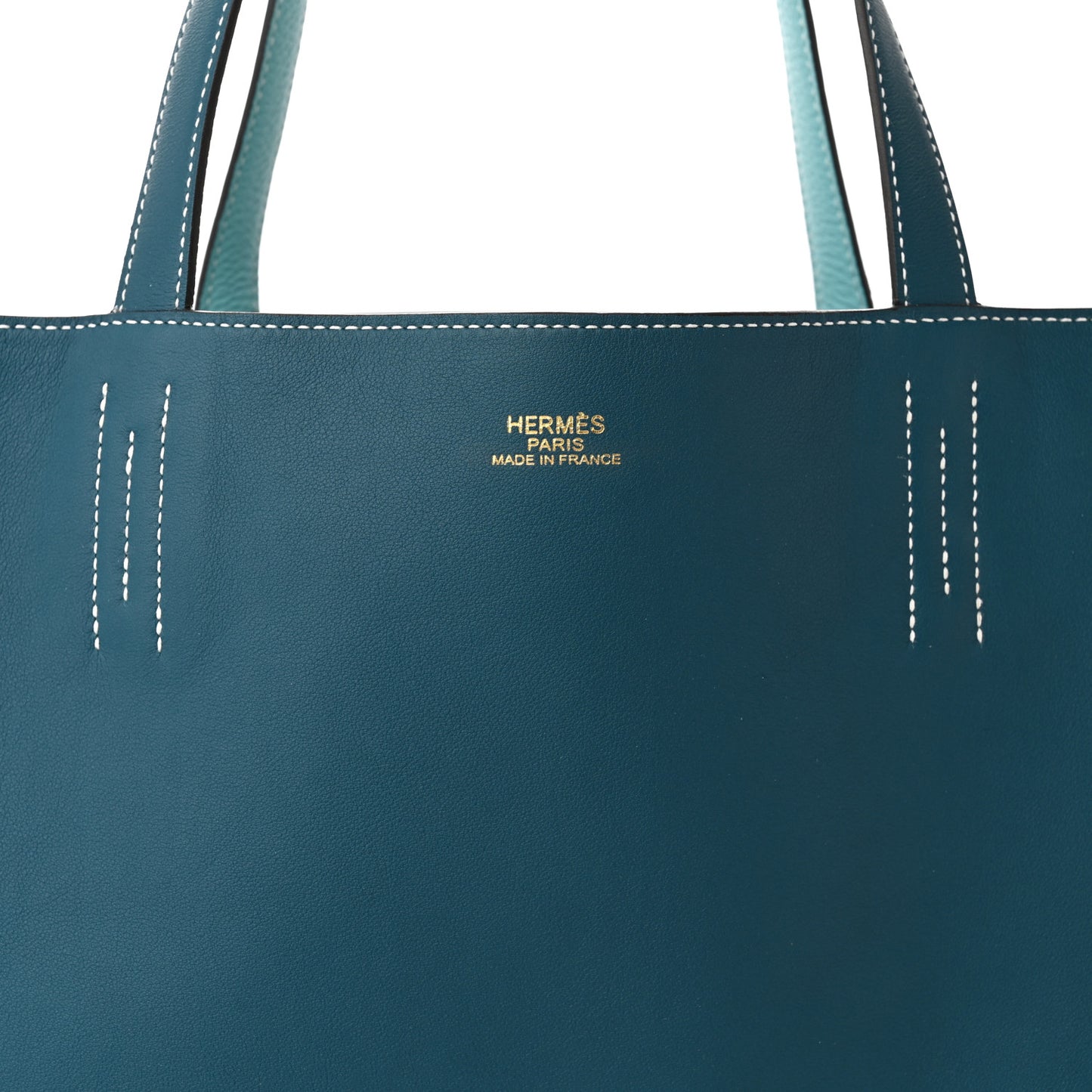 Veau Sikkim Taurillon Clemence Double Sens 36 Reversible Tote Colvert Bleu Atoll
