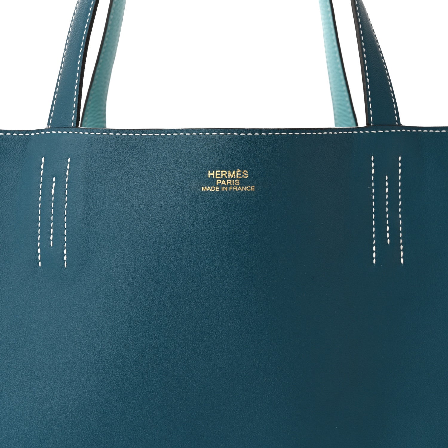 Hermes Veau Sikkim Taurillon Clemence Double Sens 36 Reversible Tote Colvert Bleu Atoll 10 of 17
