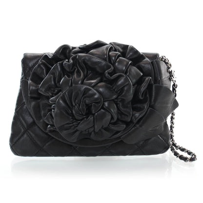 Chanel Lambskin Quilted Camellia Wristlet Black 1 of 8