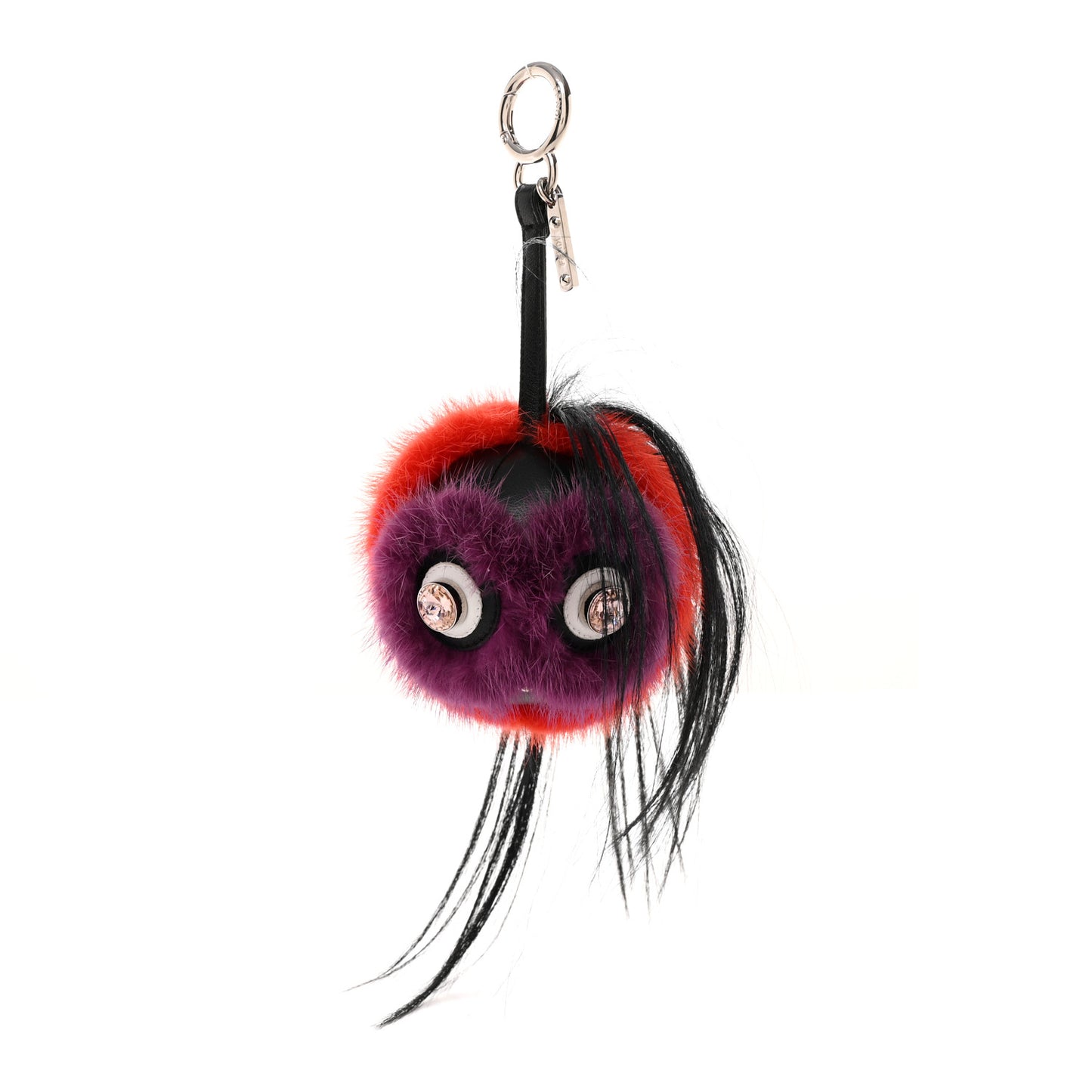 Fox Mink Rabbit Fur Kooky Monster Bag Bug Charm Tangerine Black
