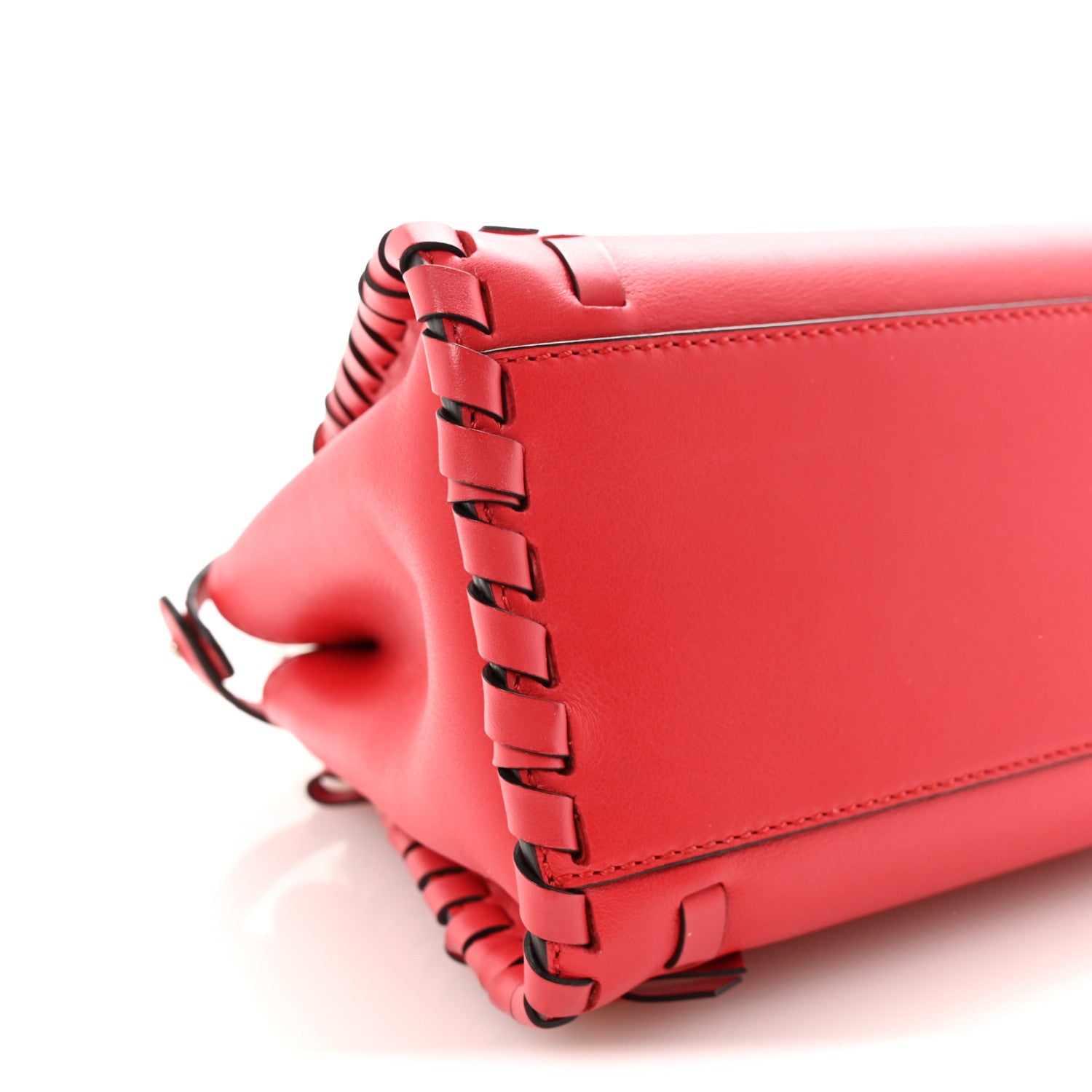 Fendi Vitello Seta Century Nappa Whipstitch Mini Peekaboo Iconic Satchel Fiamma 9 of 10