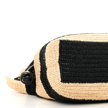 Loewe Raffia Striped Flamenco Knot Shoulder Bag Black Natural 9 of 10