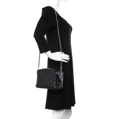 Saint Laurent Calfskin Y Quilted Monogram Small Loulou Bowling Bag Black 2 of 12