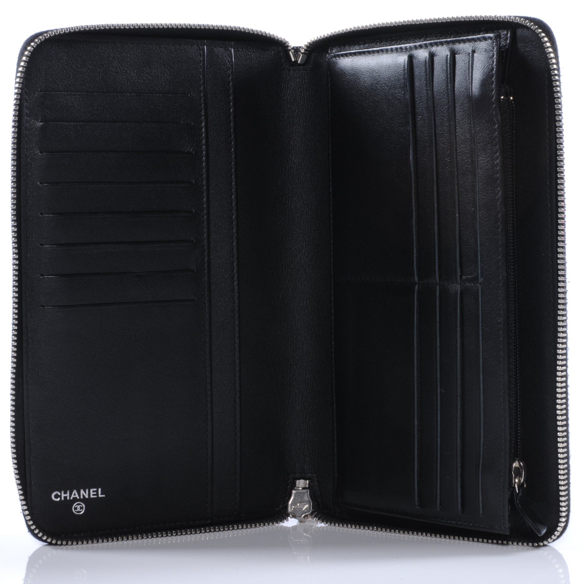 Chanel Patent Quilted Large Zip Around Wallet Black 6 of 12
