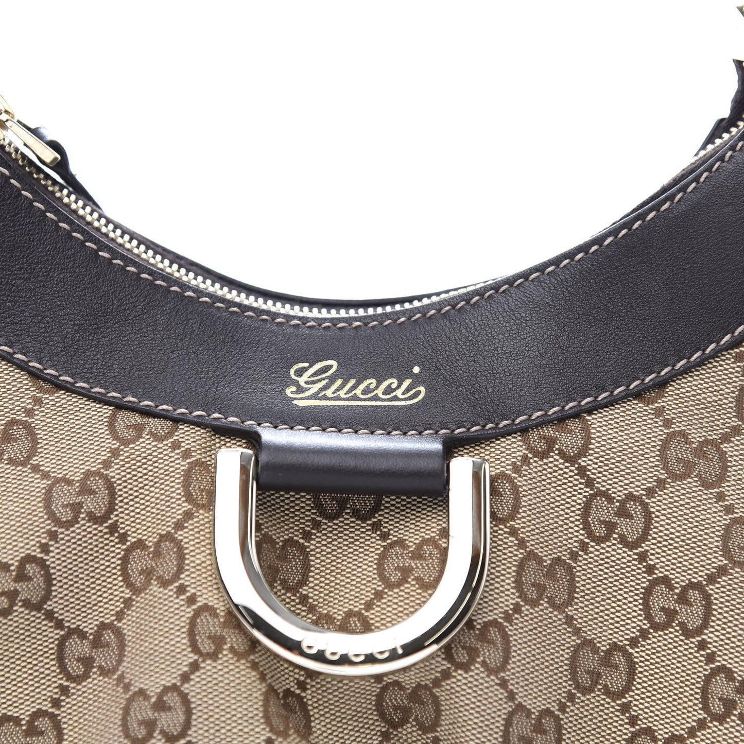 Monogram Medium D Gold Ring Hobo Dark Brown