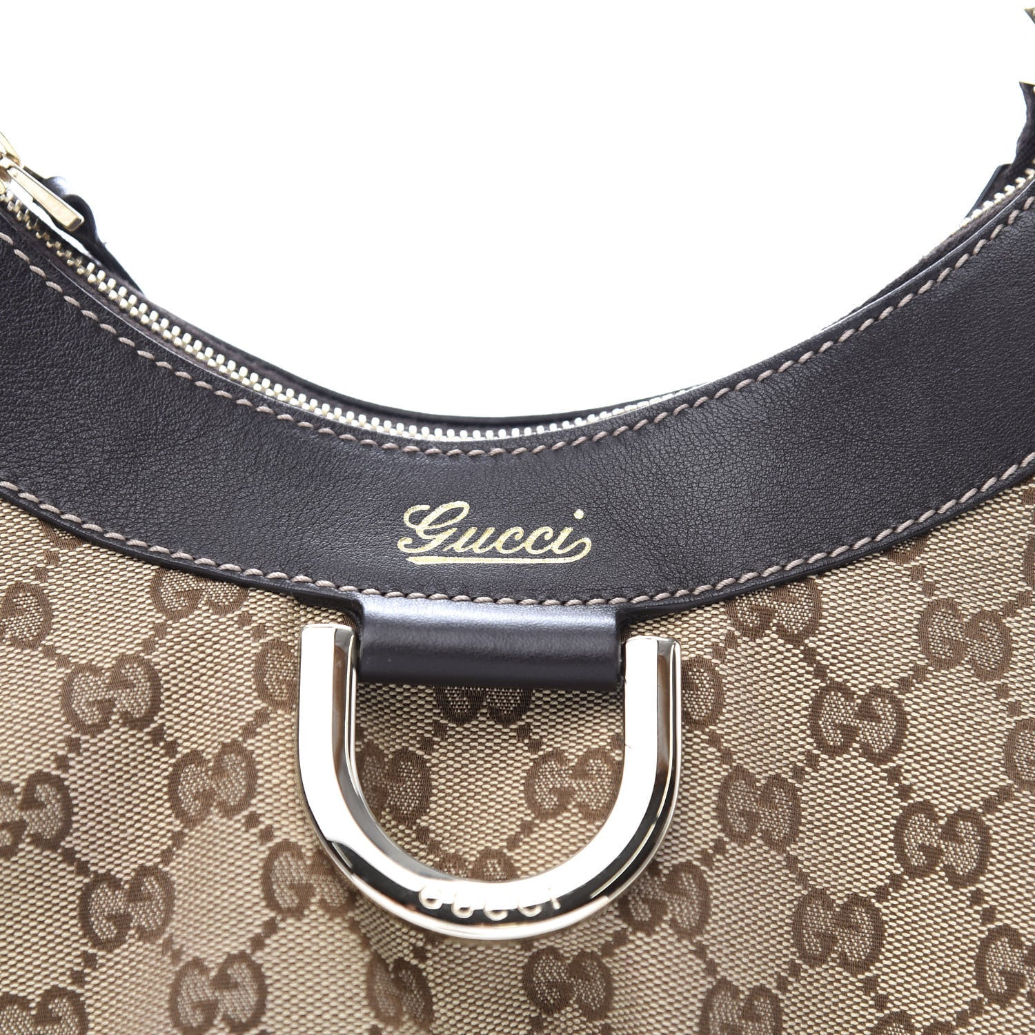 Gucci Monogram Medium D Gold Ring Hobo Dark Brown 11 of 12
