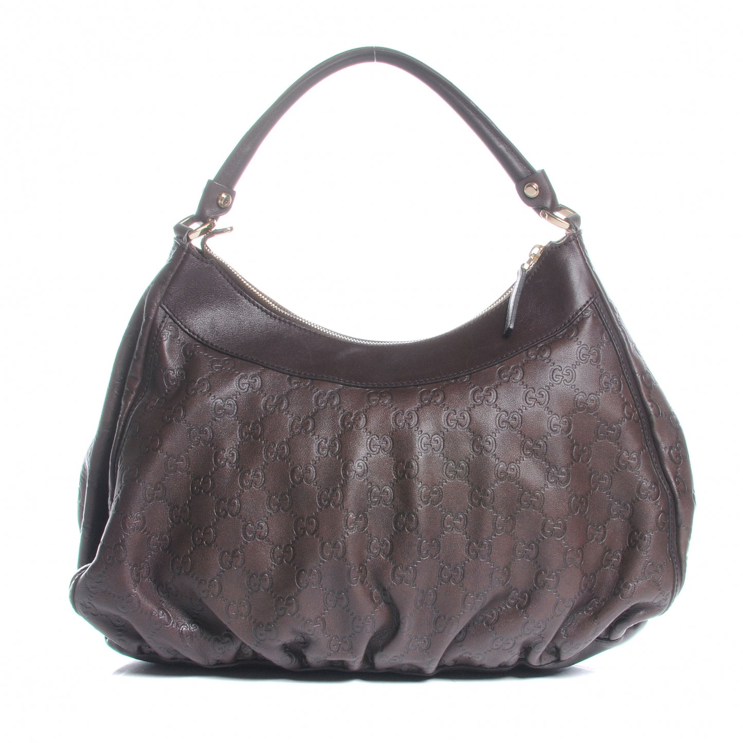 Guccissima D Gold Ring Hobo Chocolate Brown