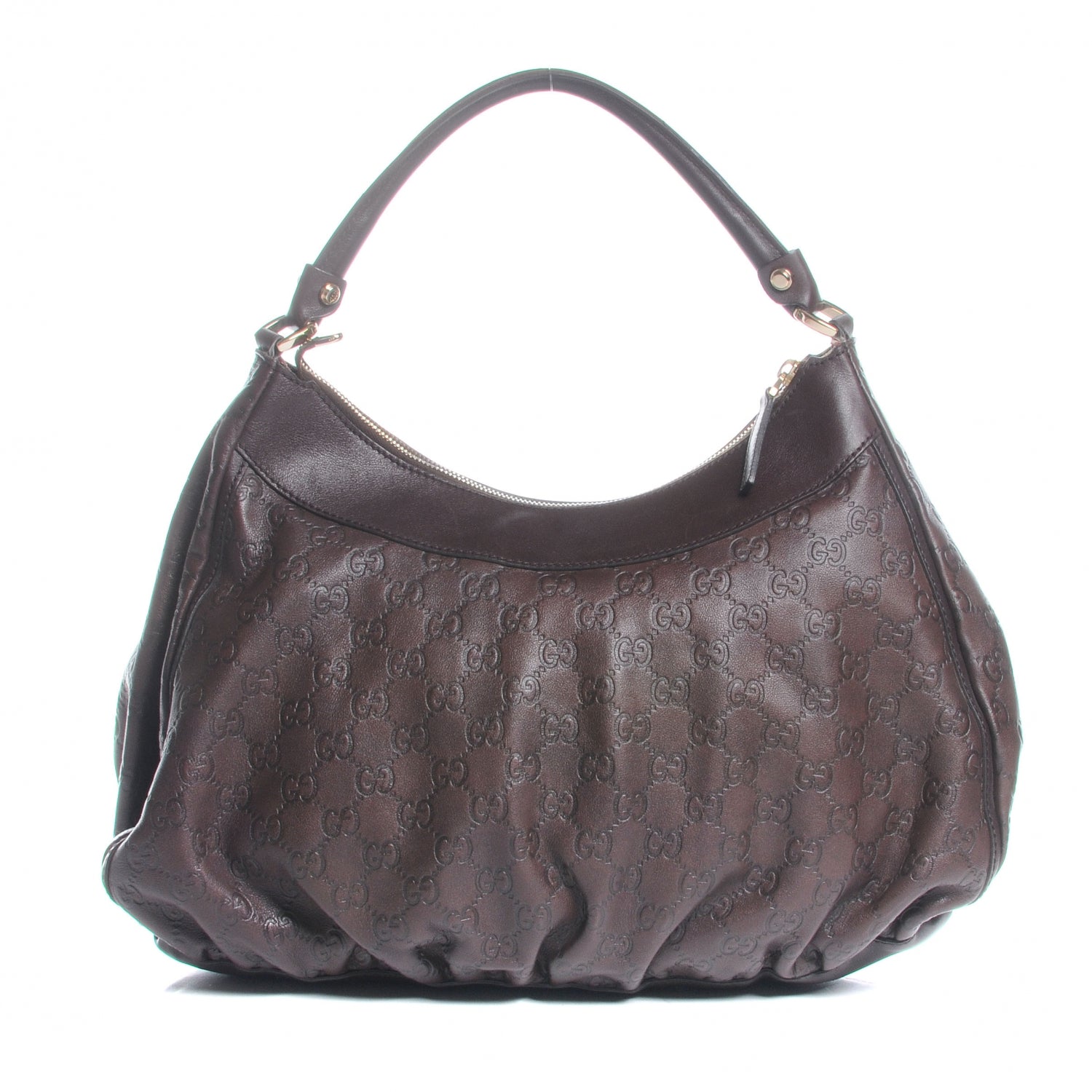 Gucci Guccissima D Gold Ring Hobo Chocolate Brown 3 of 9