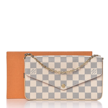 Louis Vuitton Damier Azur Pochette Felicie Chain Wallet Rose Ballerine 14 of 14