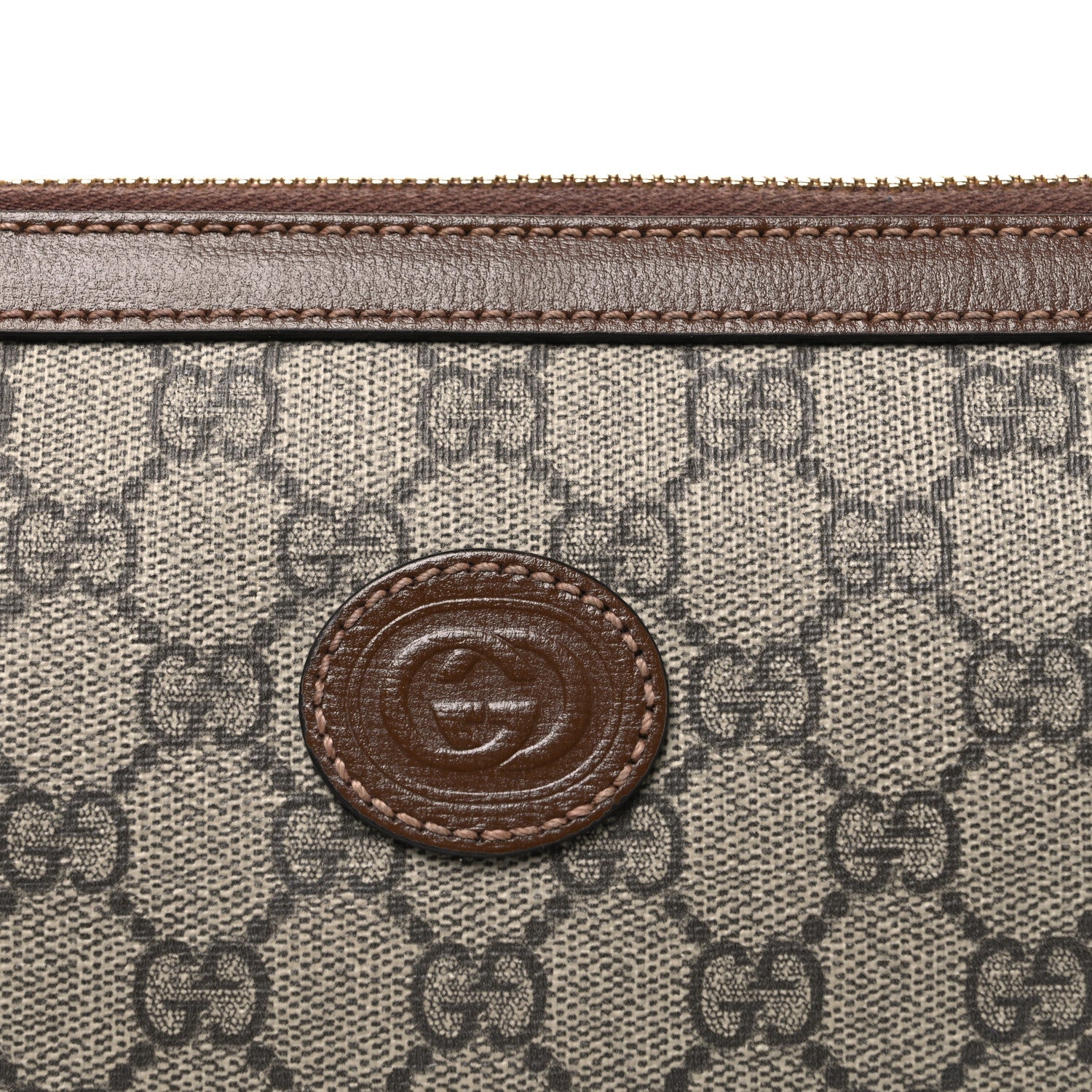 Gucci GG Supreme Monogram Azalea Calfskin Retro Interlocking G Wristlet Messenger Bag Beige Ebony Brown Sugar 8 of 10
