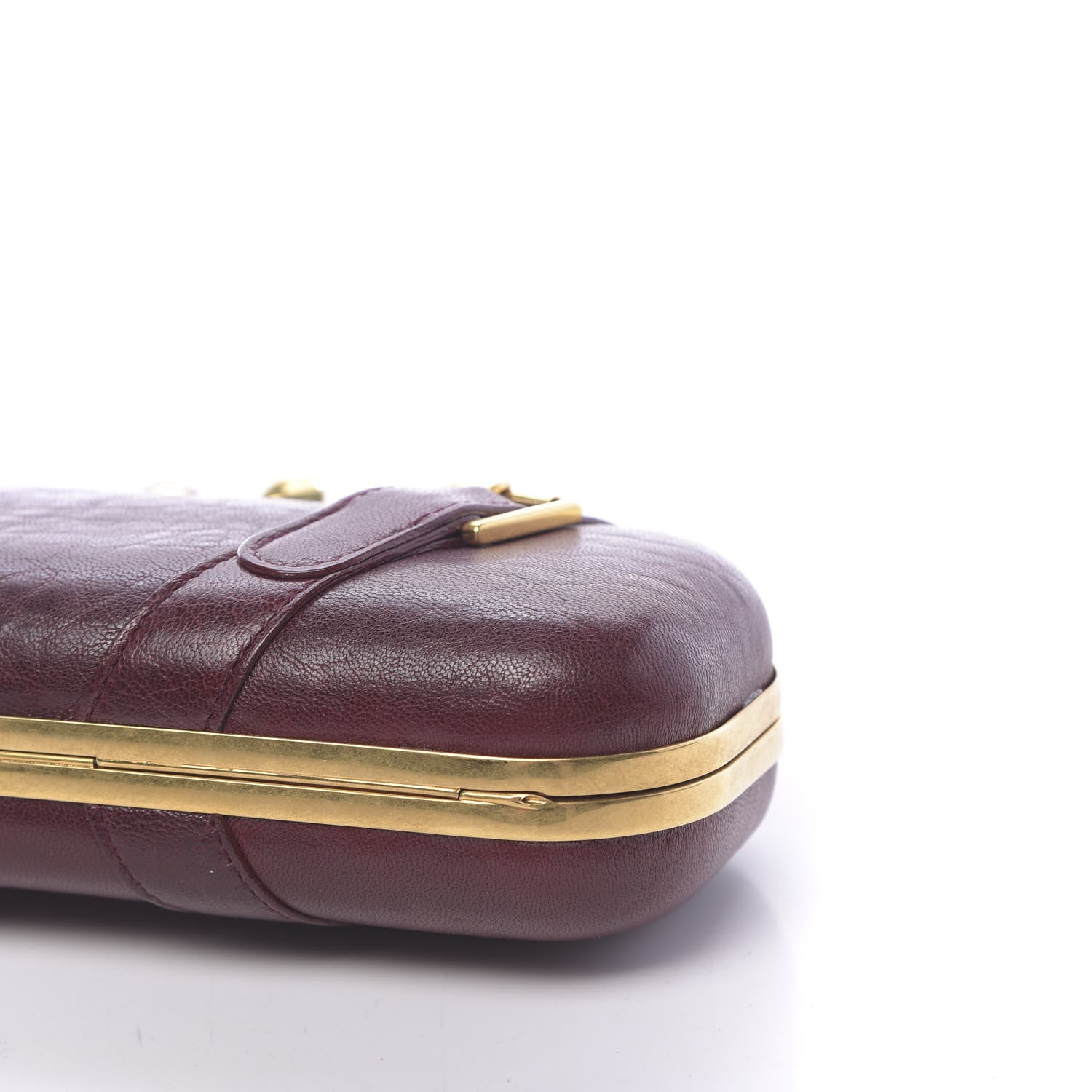 Alexander McQueen Nappa Buckle Skull Knuckle Box Clutch Burgundy 9 of 9