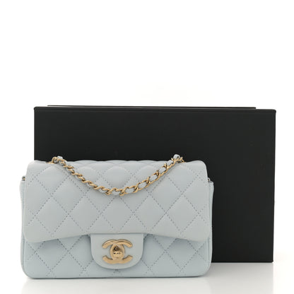 Chanel Lambskin Quilted Extra Mini Rectangular Flap Light Blue 11 of 11