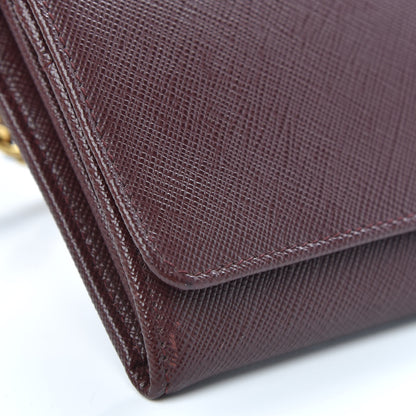 Prada Saffiano Metal Oro Chain Wallet Granato 8 of 9