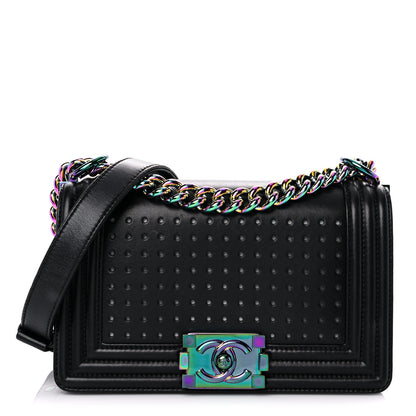 Chanel Lambskin LED Iridescent Metal Small Boy Flap Black Multicolor 1 of 16