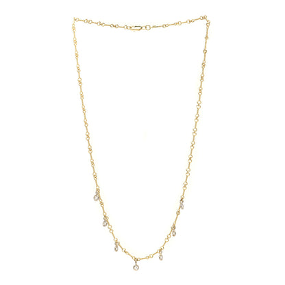 Roberto Coin 18K Yellow White Gold Diamonds by the Inch Dog Bone Chain Dangle Necklace 3 of 6