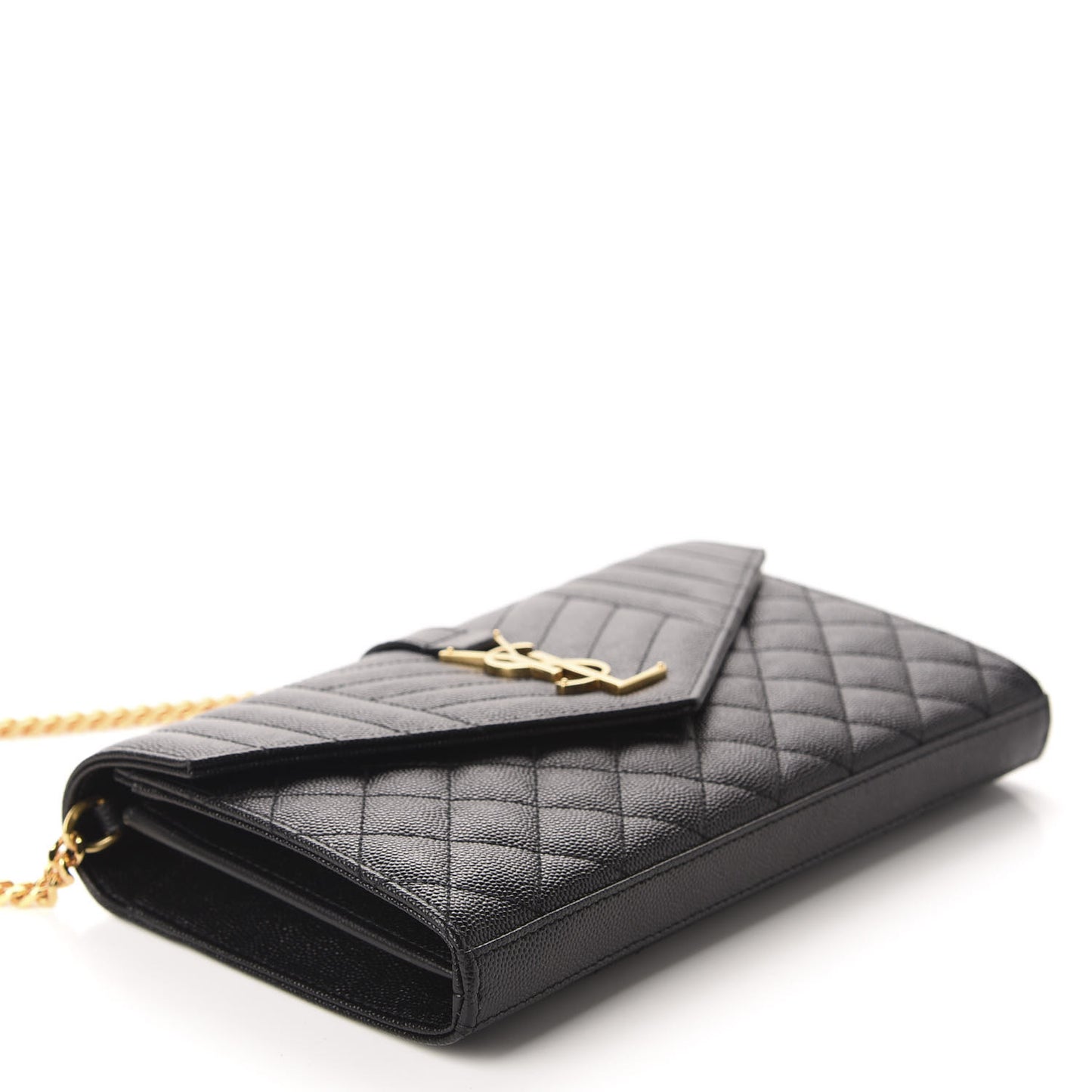 Grain De Poudre Mixed Matelasse Triquilt Monogram Chain Wallet Black