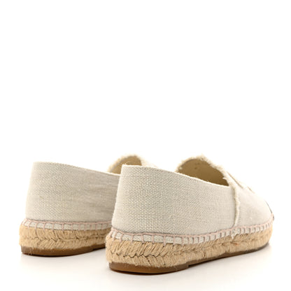 Chanel Linen CC Espadrilles 38 Beige Black 4 of 11