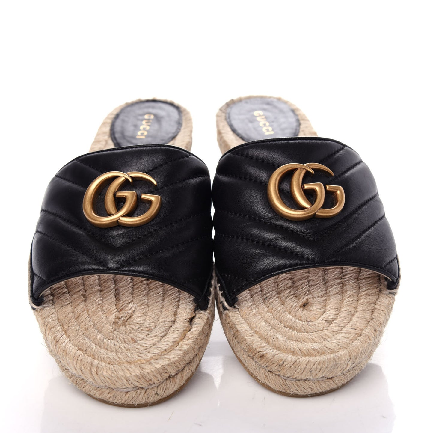 Nappa Matelasse GG Marmont Espadrille Slide Sandals 38 Black