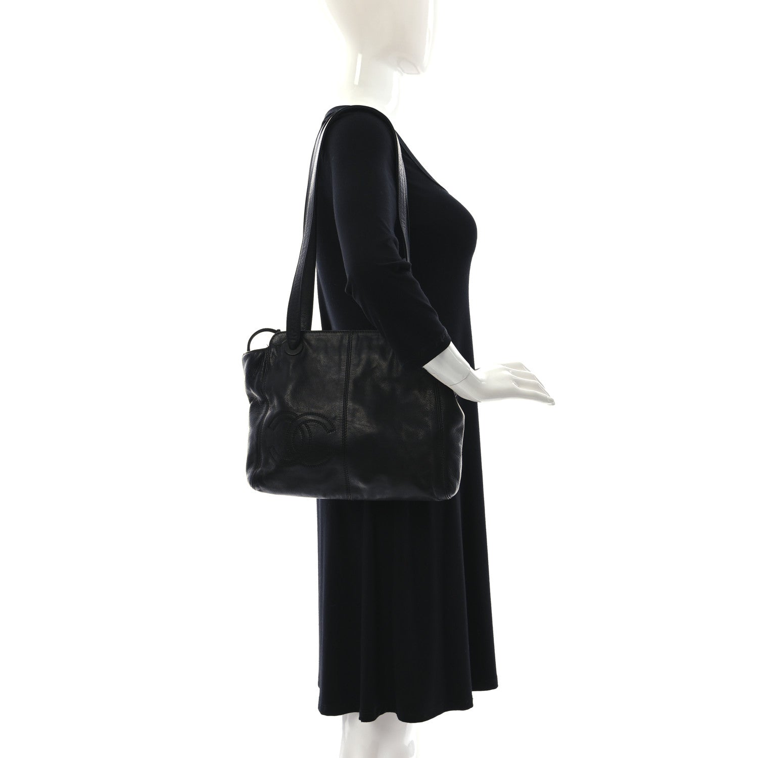 Chanel Calfskin CC Shoulder Bag Black 2 of 15