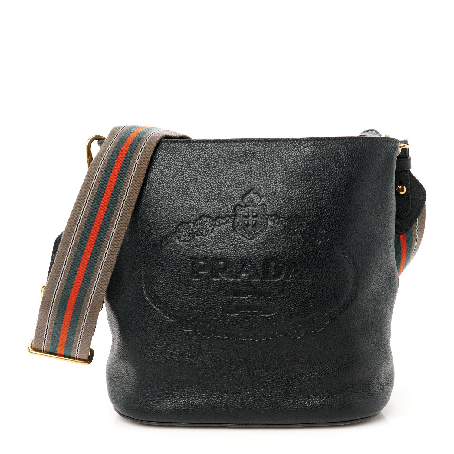 Prada Vitello Phenix Logo Hobo Black 1 of 10
