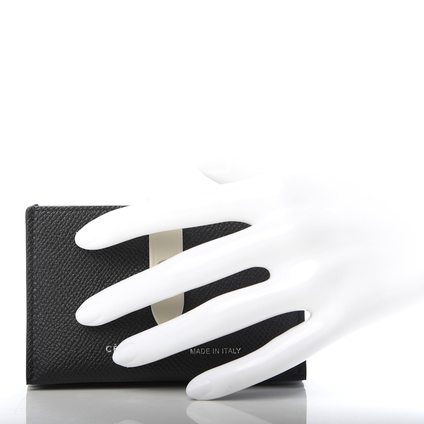 Grained Shiny Calfskin Accordion Card Holder Black Chalk
