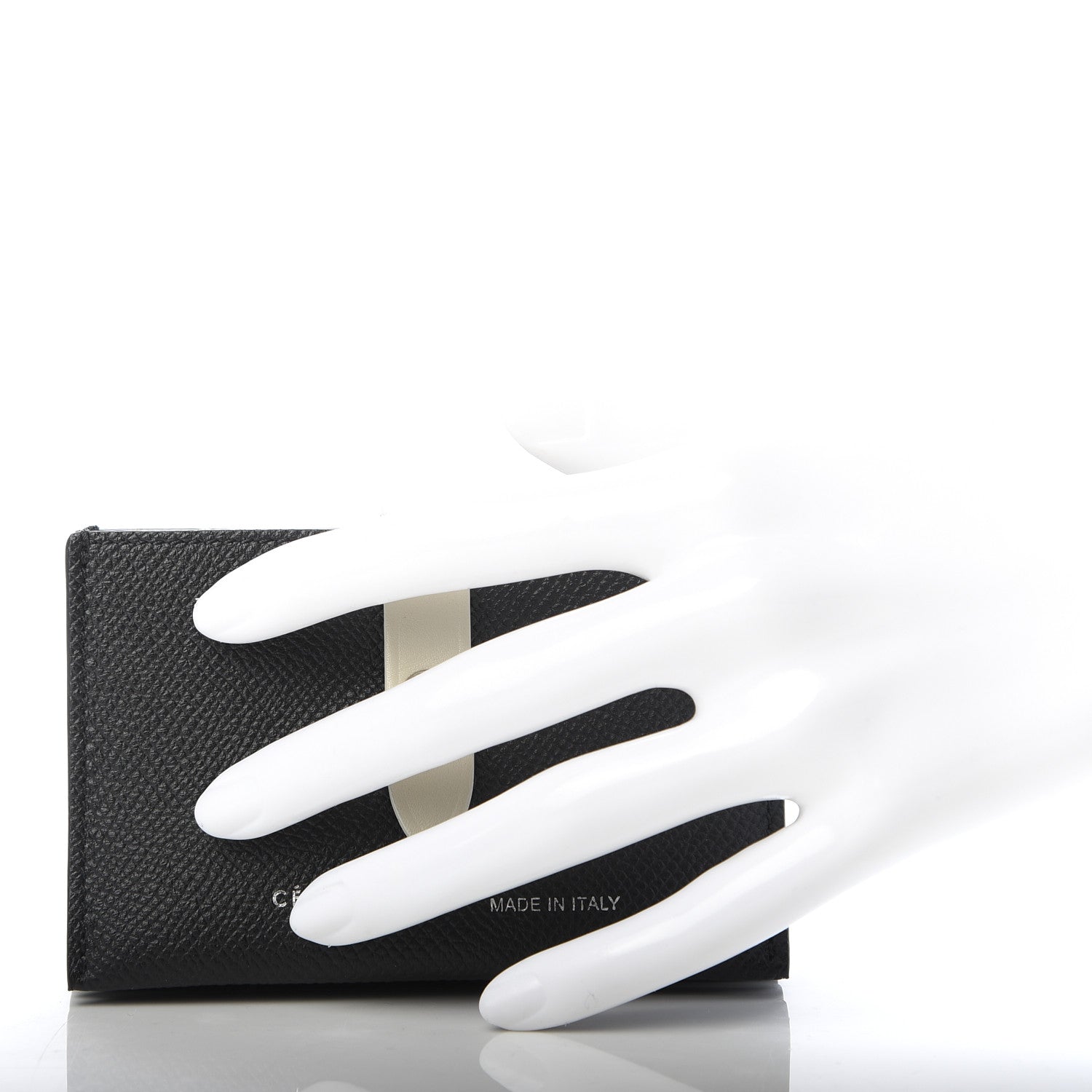 Celine Grained Shiny Calfskin Accordion Card Holder Black Chalk 2 of 7