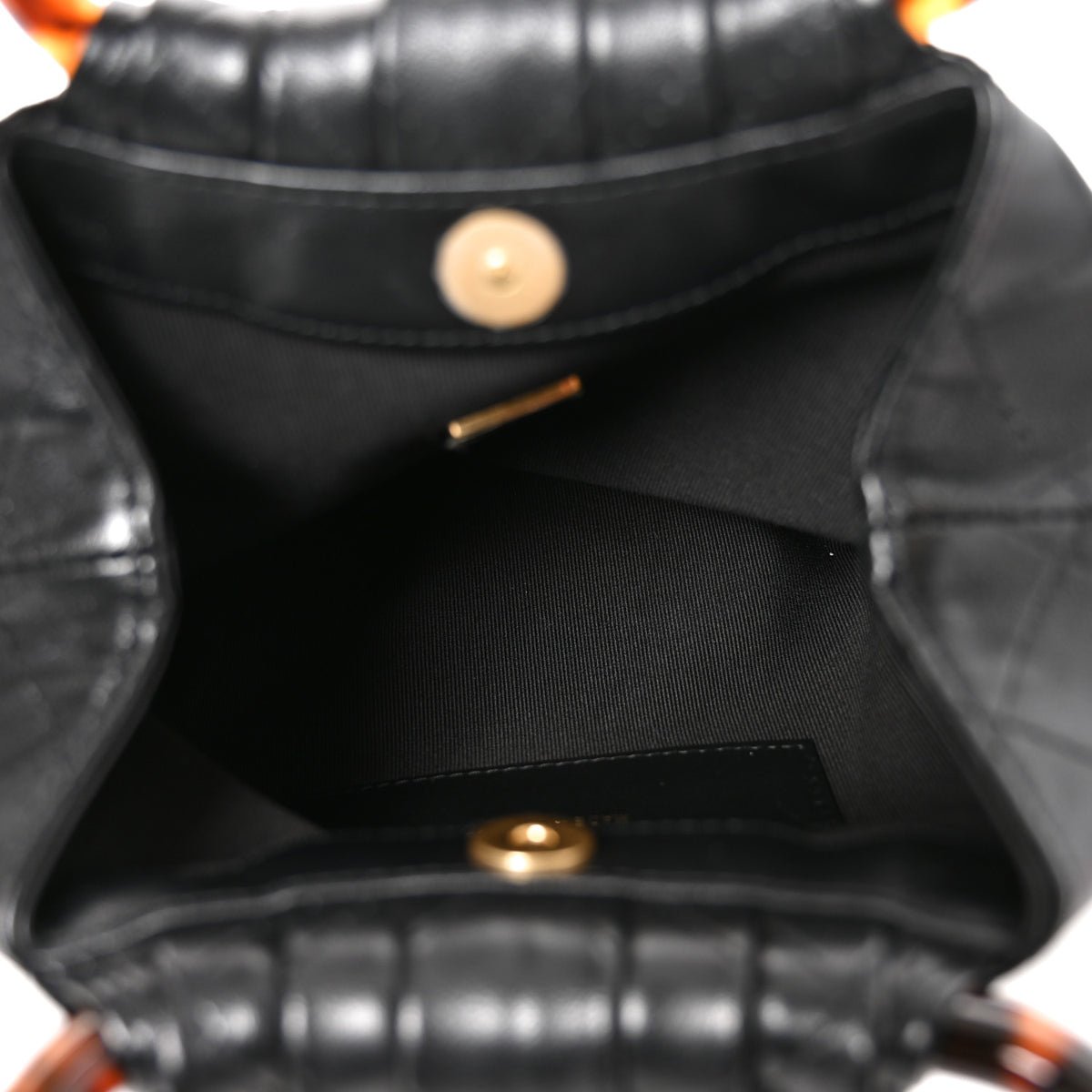 Lambskin Plexiglass Tortoise Shell Quilted Mini Pouch Black