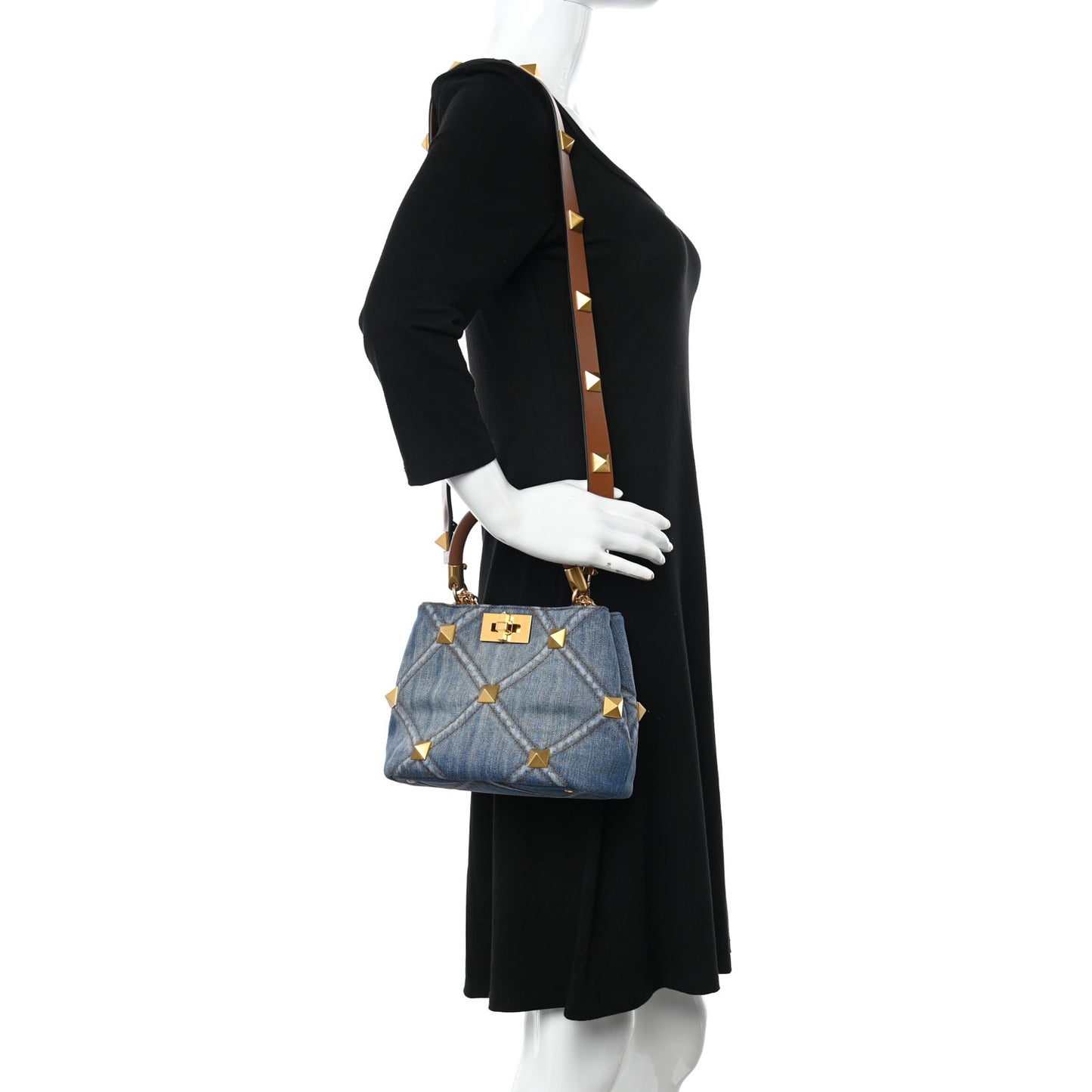 Denim Small Roman Stud The Handle Bag Light Denim Selleria