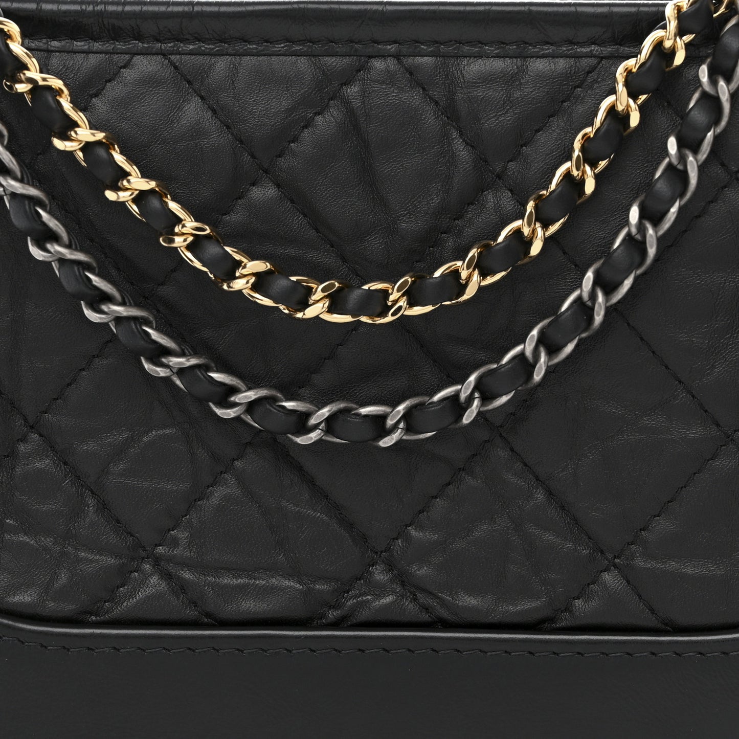Aged Calfskin Quilted Small Gabrielle Hobo Black