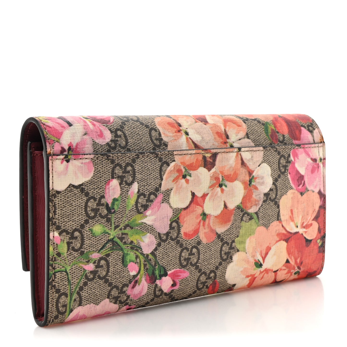 GG Supreme Monogram Blooms Continental Wallet Beige Multicolor Dry Rose