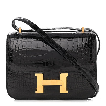 Hermes Shiny Alligator Constance 18 Black 1 of 10