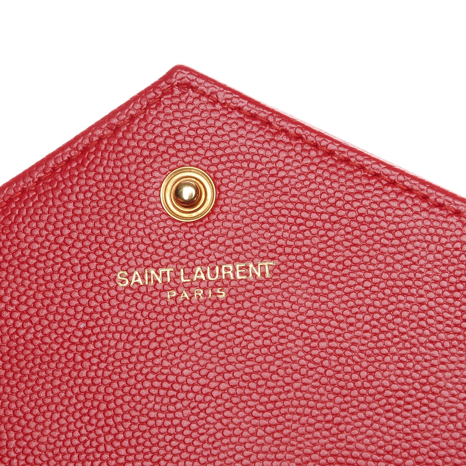 Saint Laurent Grain De Poudre Matelasse Chevron Monogram Chain Wallet New Red 7 of 8