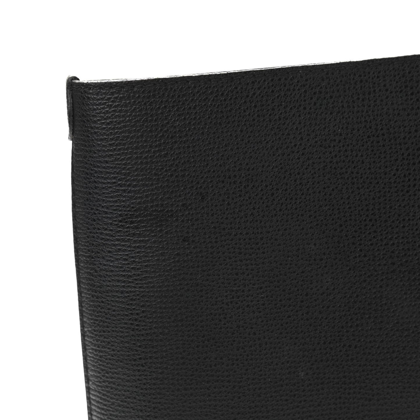 Grainy Calfskin Haymarket Check Medium Reversible Tote Black