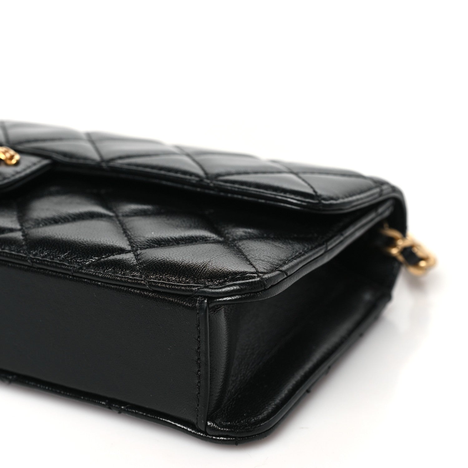 Chanel Shiny Lambskin Quilted Flap Clutch Bag Black 1621762