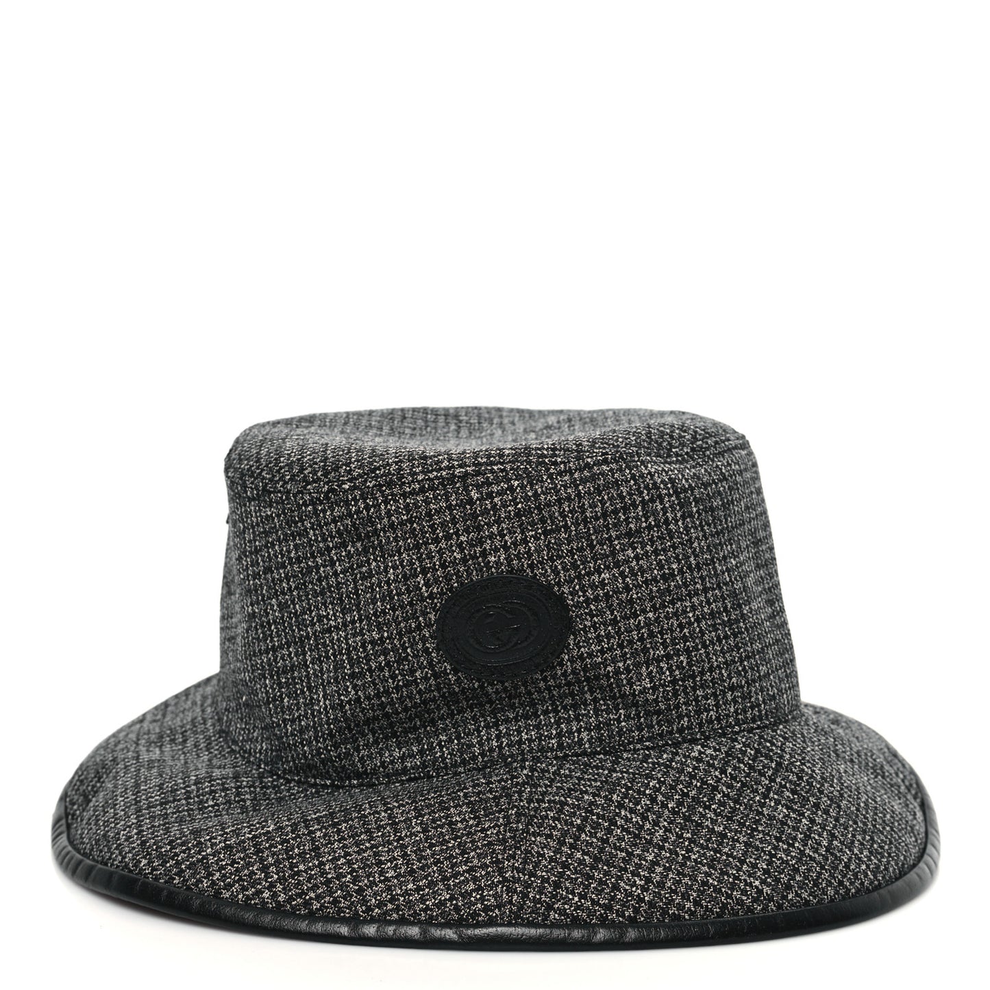 Wool Nylon GG Monogram Reversible Bucket Hat XL Black Grey
