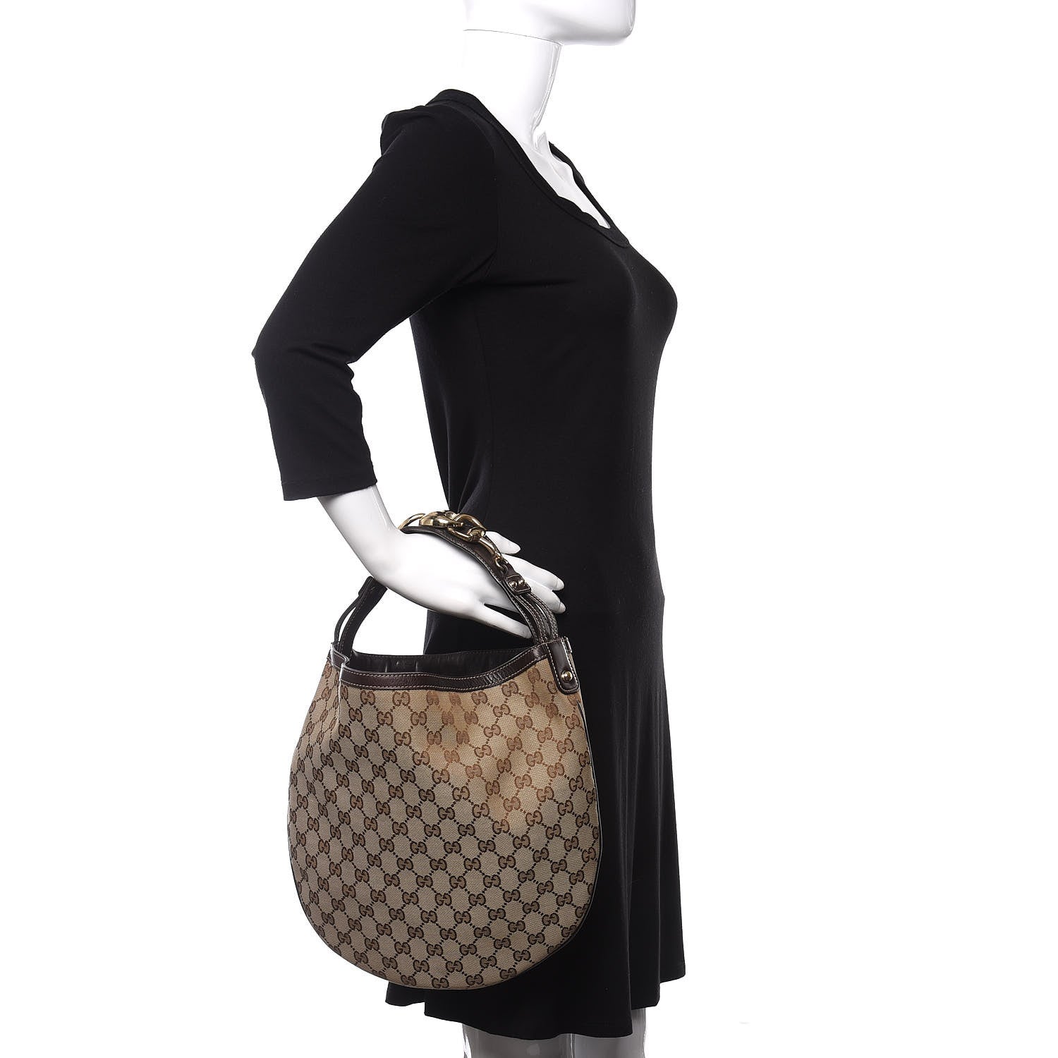Gucci Monogram Medium Wave Hobo Dark Brown 2 of 11